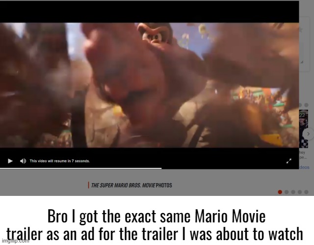 Common Rotten Tomatoes L | Bro I got the exact same Mario Movie trailer as an ad for the trailer I was about to watch | made w/ Imgflip meme maker