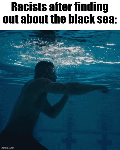 fighting water | Racists after finding out about the black sea: | image tagged in fighting water | made w/ Imgflip meme maker