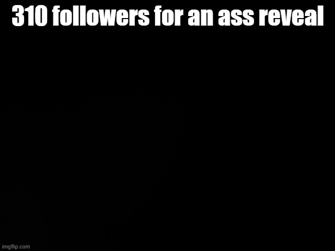 Ass | 310 followers for an ass reveal; this is a joke | image tagged in blck | made w/ Imgflip meme maker