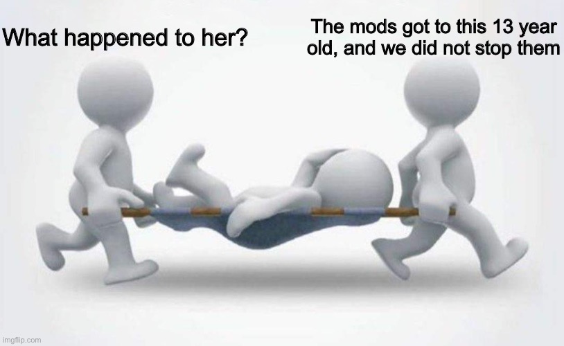 What happened to him? | What happened to her? The mods got to this 13 year old, and we did not stop them | image tagged in what happened to him | made w/ Imgflip meme maker