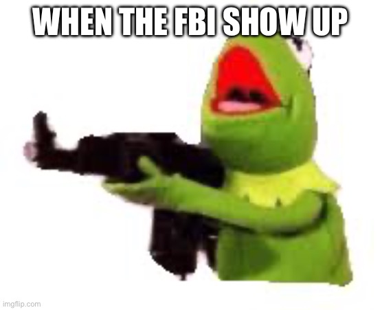 Kermit the frog | WHEN THE FBI SHOW UP | image tagged in funny | made w/ Imgflip meme maker