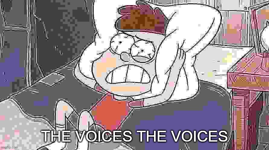 Dipper Cracking | THE VOICES THE VOICES | image tagged in dipper cracking | made w/ Imgflip meme maker