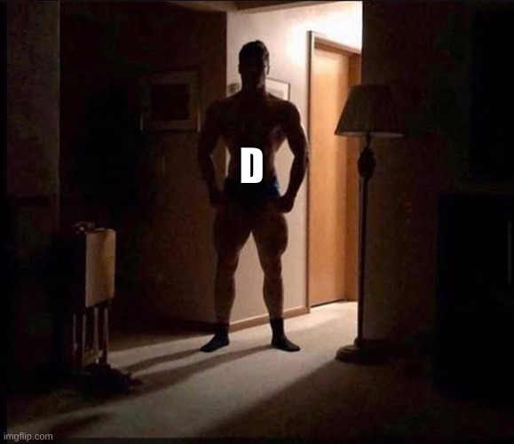 shadowy buff guy in a doorway | D | image tagged in shadowy buff guy in a doorway | made w/ Imgflip meme maker
