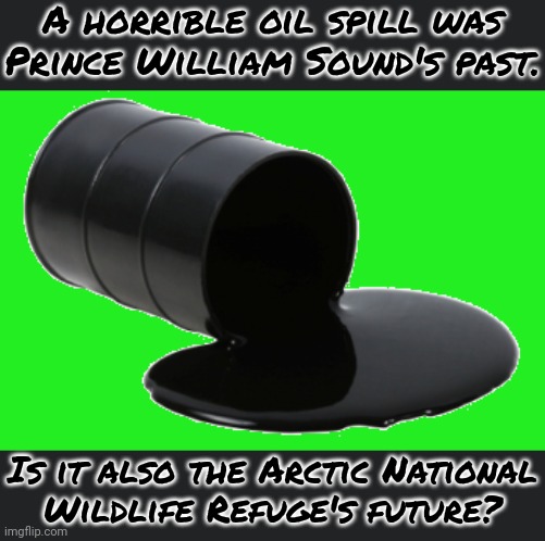 "I did that" | A horrible oil spill was Prince William Sound's past. Is it also the Arctic National
Wildlife Refuge's future? | image tagged in oil,pollution,capitalism,joe biden | made w/ Imgflip meme maker