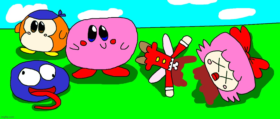 Cute Kirby art 2023 | image tagged in kirby,fanart,parody,funny,cute,death | made w/ Imgflip meme maker