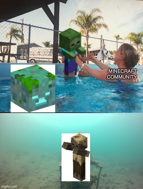 Minecraft Community and Overworld Zombie Variations | MINECRAFT COMMUNITY | image tagged in mother ignoring kid drowning in a pool | made w/ Imgflip meme maker
