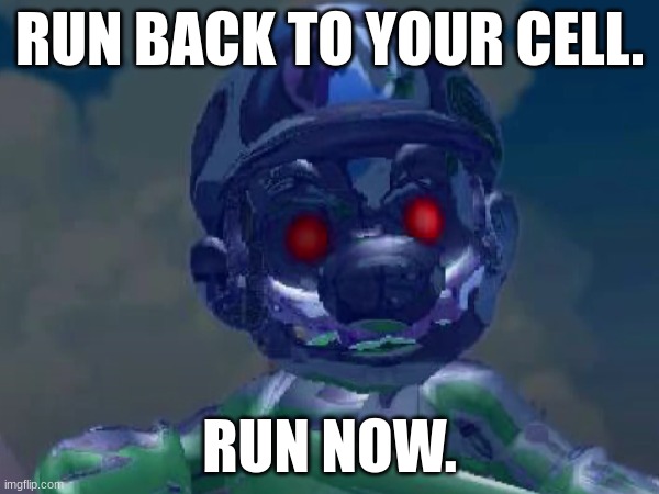 GameCube Shadow mario | RUN BACK TO YOUR CELL. RUN NOW. | image tagged in funny,memes,games,gamecube,nintendo | made w/ Imgflip meme maker
