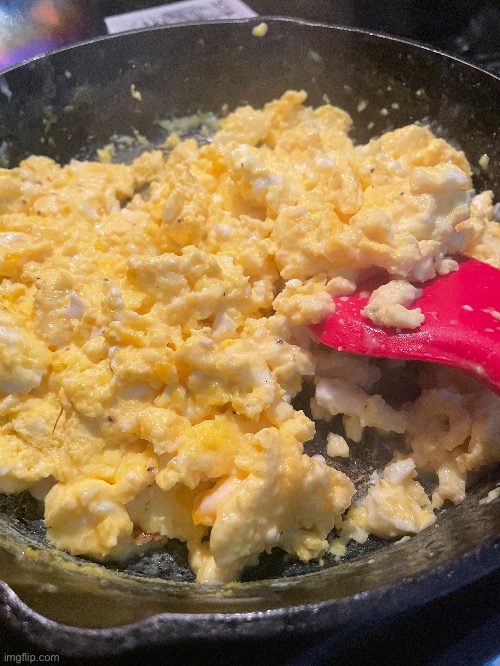 I made scrambled eggs with melted white American cheese | image tagged in cooking | made w/ Imgflip meme maker