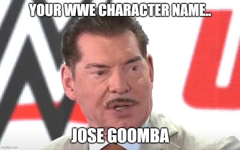 YOUR WWE CHARACTER NAME.. JOSE GOOMBA | made w/ Imgflip meme maker