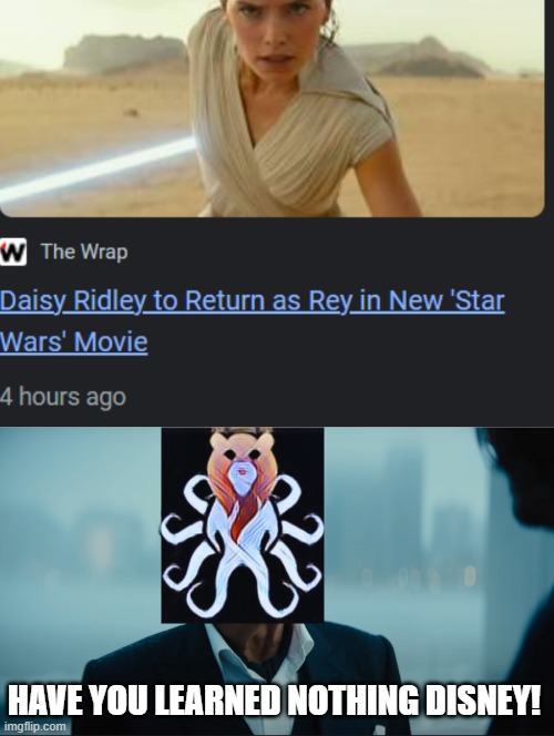 Rey Returns to Star Wars. | HAVE YOU LEARNED NOTHING DISNEY! | image tagged in star wars,john wick | made w/ Imgflip meme maker