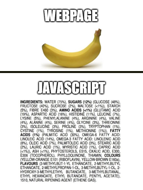 Banana Script | WEBPAGE; JAVASCRIPT | image tagged in banana,javascript,website | made w/ Imgflip meme maker