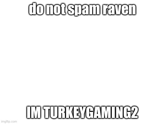 Blank White Template | do not spam raven; IM TURKEYGAMING2 | image tagged in blank white template | made w/ Imgflip meme maker