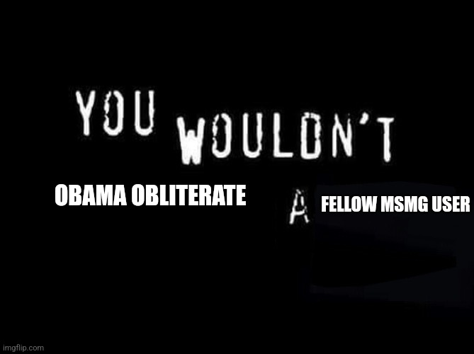 You wouldn’t X a Y | OBAMA OBLITERATE FELLOW MSMG USER | image tagged in you wouldn t x a y | made w/ Imgflip meme maker