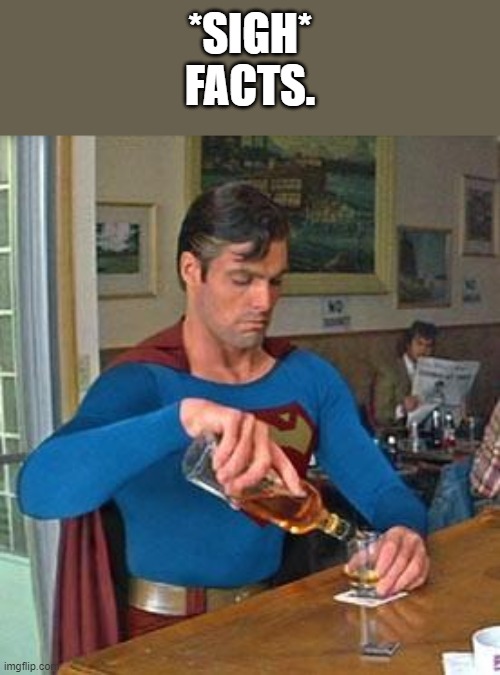 Drunk Superman | *SIGH*
FACTS. | image tagged in drunk superman | made w/ Imgflip meme maker