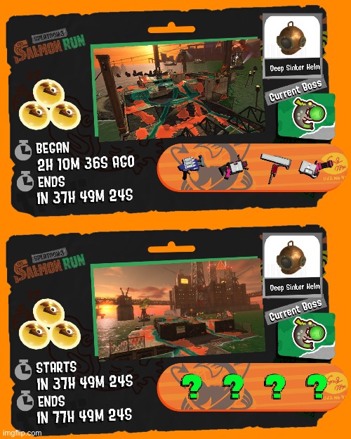 Salmon rub schedule | image tagged in splatoon | made w/ Imgflip meme maker