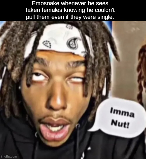 Imma Nut! | Emosnake whenever he sees taken females knowing he couldn't pull them even if they were single: | image tagged in imma nut | made w/ Imgflip meme maker