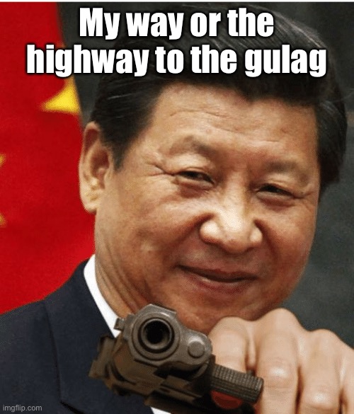 Xi Jinping | My way or the highway to the gulag | image tagged in xi jinping | made w/ Imgflip meme maker
