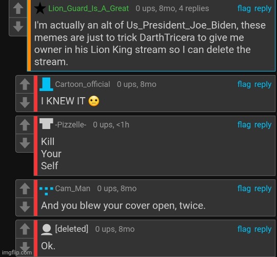 Don't be fooled, this Lion_Gaurd_is_A_great is an alt of Joe | made w/ Imgflip meme maker