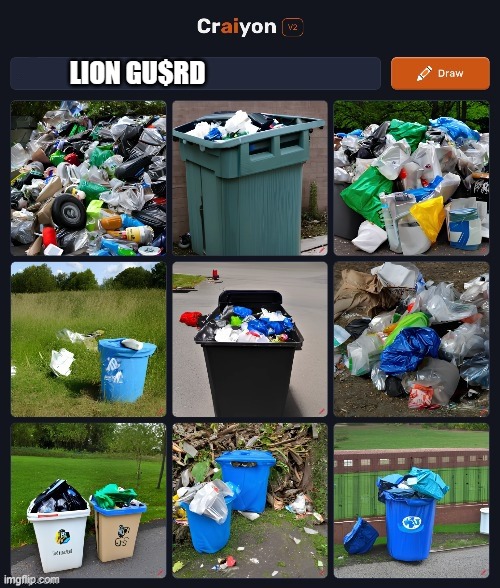 ai generates trash | LION GU$RD | image tagged in ai generates trash | made w/ Imgflip meme maker