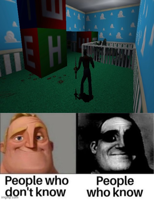 Shadowman Asylum Playrooms meme | image tagged in mr incredible becoming uncanny,traumatized mr incredible | made w/ Imgflip meme maker