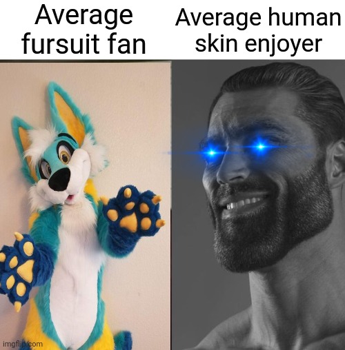 Average fursuit fan VS Average human skin enjoyer - Imgflip