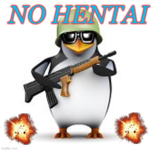no anime penguin | NO HENTAI | image tagged in no anime penguin | made w/ Imgflip meme maker