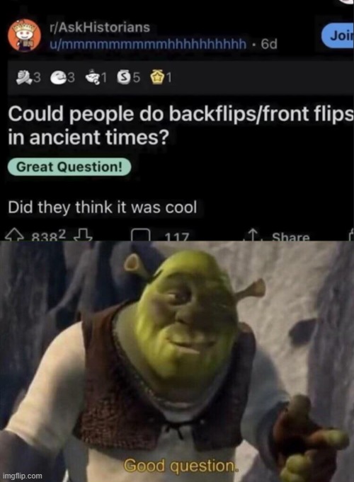 image tagged in shrek good question | made w/ Imgflip meme maker