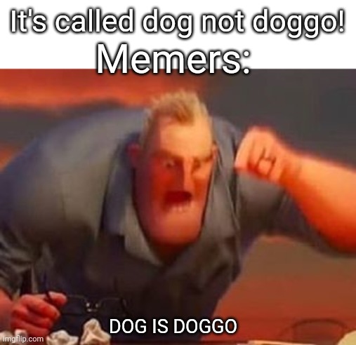 Doggo doggo doggo doggo | It's called dog not doggo! Memers:; DOG IS DOGGO | image tagged in mr incredible mad,doggo,dog,funny,memers,relatable | made w/ Imgflip meme maker