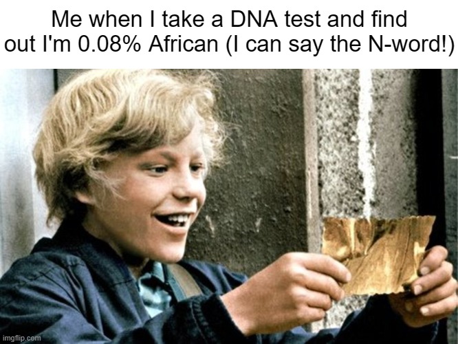 The Golden N-Word Pass. (No Experation Date) | Me when I take a DNA test and find out I'm 0.08% African (I can say the N-word!) | made w/ Imgflip meme maker