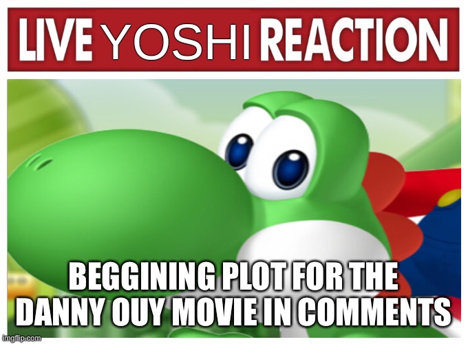 Live Yoshi Reaction | BEGGINING PLOT FOR THE DANNY OUY MOVIE IN COMMENTS | image tagged in live yoshi reaction | made w/ Imgflip meme maker