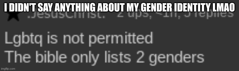 I DIDN'T SAY ANYTHING ABOUT MY GENDER IDENTITY LMAO | made w/ Imgflip meme maker