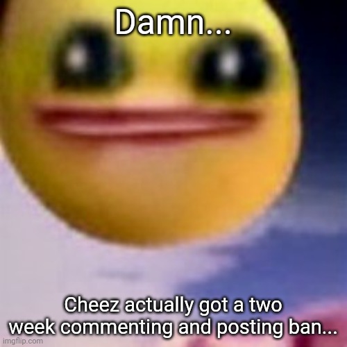 That's crazy | Damn... Cheez actually got a two week commenting and posting ban... | image tagged in fortnite balls | made w/ Imgflip meme maker