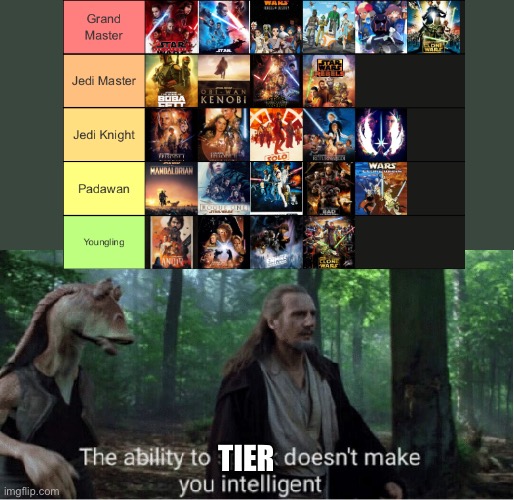 TIER | image tagged in star wars prequel qui-gon ability to speak | made w/ Imgflip meme maker