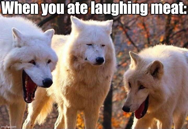 So be! | When you ate laughing meat: | image tagged in laughing wolf | made w/ Imgflip meme maker