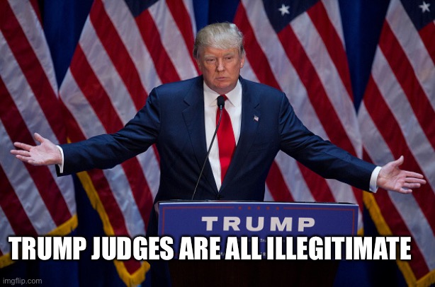 Donald Trump | TRUMP JUDGES ARE ALL ILLEGITIMATE | image tagged in donald trump | made w/ Imgflip meme maker