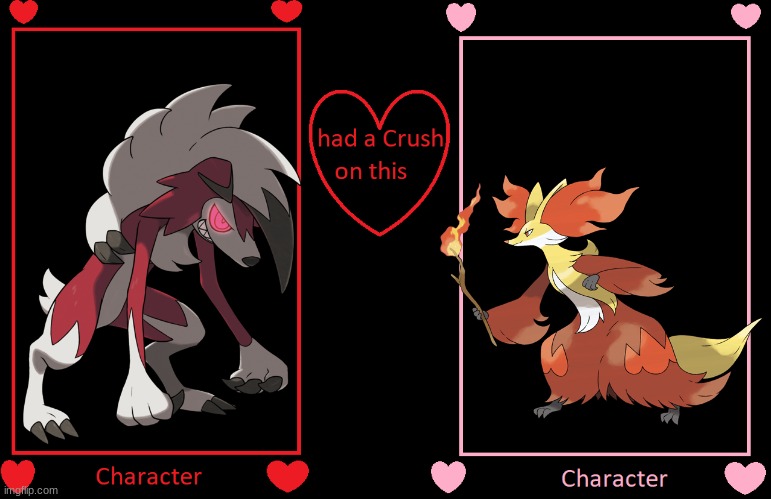 what if lycanroc had a crush on delphox | image tagged in what if this character had a crush on this person,pokemon,romance | made w/ Imgflip meme maker