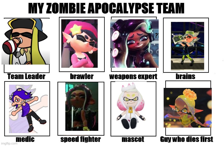 Splatoon Edition! | image tagged in my zombie apocalypse team | made w/ Imgflip meme maker