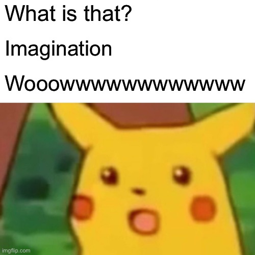 Woooowwwwwwwwwwwwww | What is that? Imagination; Wooowwwwwwwwwwww | image tagged in memes,surprised pikachu | made w/ Imgflip meme maker