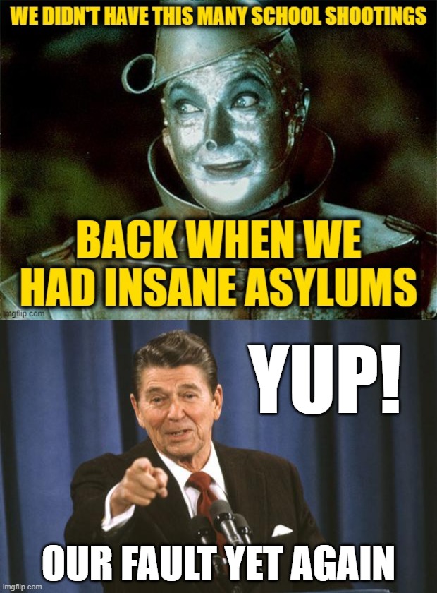 YUP! OUR FAULT YET AGAIN | image tagged in ronald reagan | made w/ Imgflip meme maker