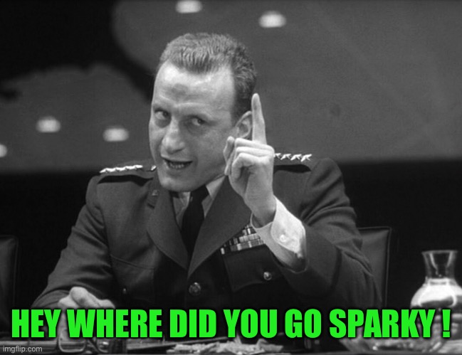 George C. Scott | HEY WHERE DID YOU GO SPARKY ! | image tagged in george c scott | made w/ Imgflip meme maker