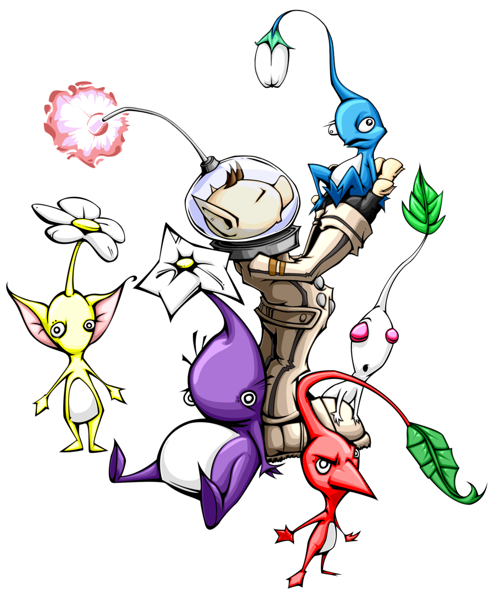 High Quality Captain Olimar & Pikmin (Transparent Background) Blank Meme Template