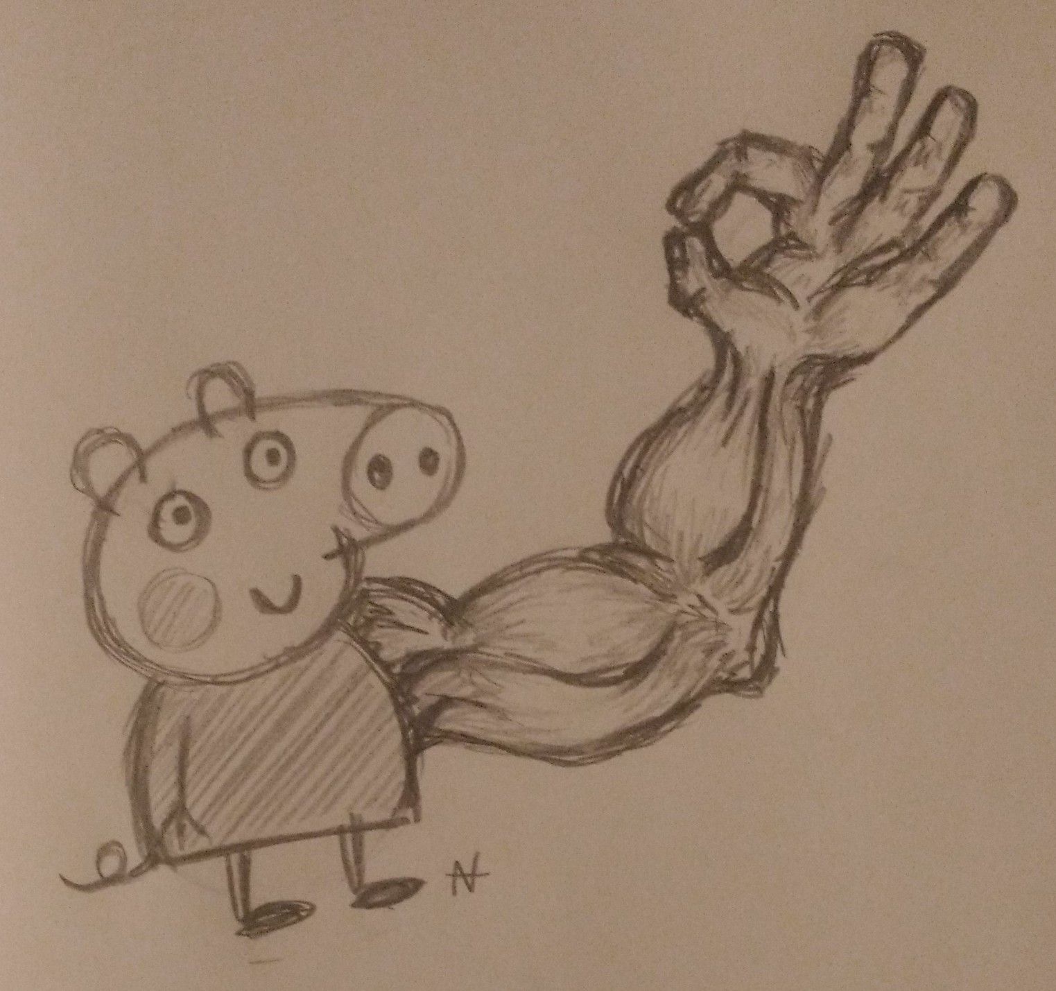 Buff arm pig Blank Meme Template