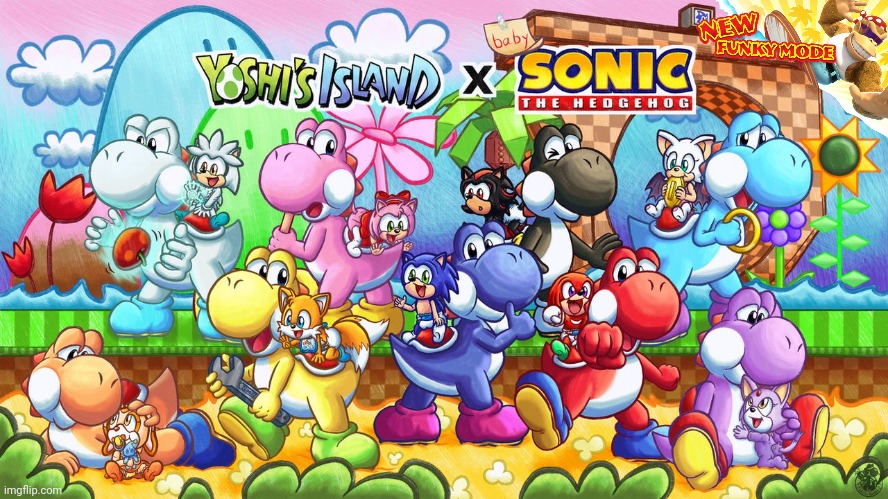 Yoshi's Island × baby Sonic the Hedgehog Poster by Music-Yoshi-Z | image tagged in yoshi's island baby sonic the hedgehog poster by music-yoshi-z | made w/ Imgflip meme maker