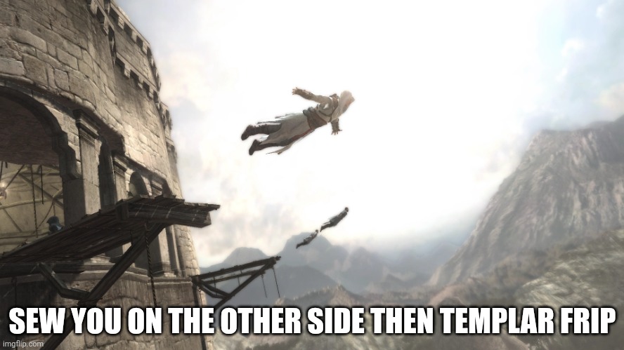 Leap of Faith | SEW YOU ON THE OTHER SIDE THEN TEMPLAR FRIP | image tagged in leap of faith | made w/ Imgflip meme maker