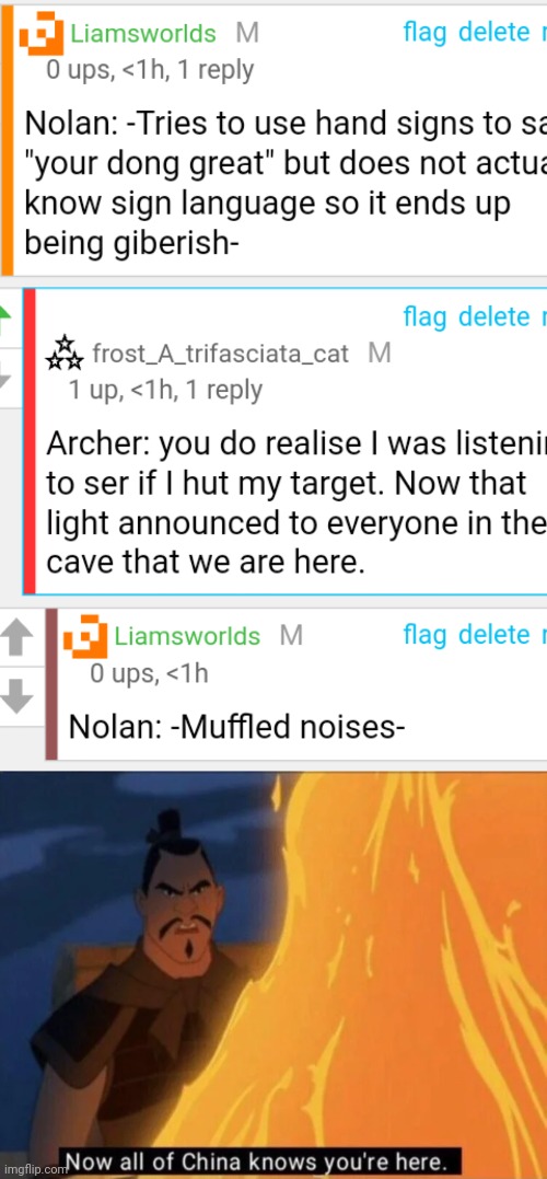 RP Skit: Nolan fails at being stealthy. | image tagged in now all of china knows you're here | made w/ Imgflip meme maker