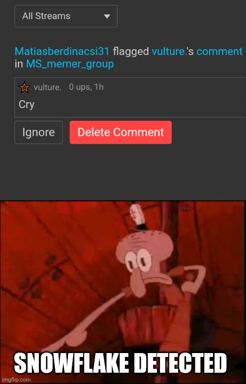 It's a Number Block BTW | SNOWFLAKE DETECTED | image tagged in squidward pointing | made w/ Imgflip meme maker
