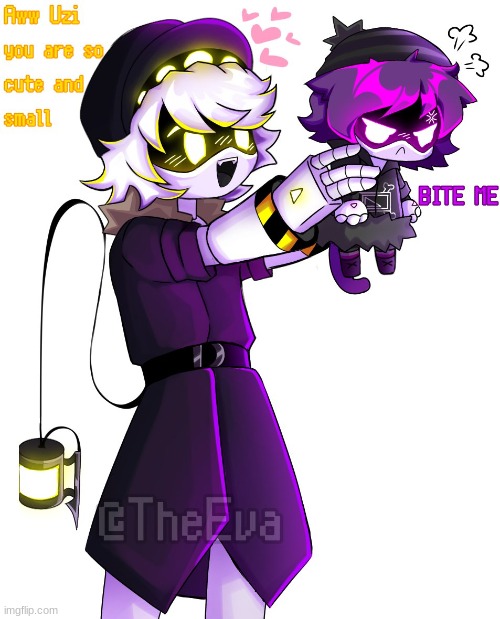 Uzi is so smol (Art by TheEva) | made w/ Imgflip meme maker