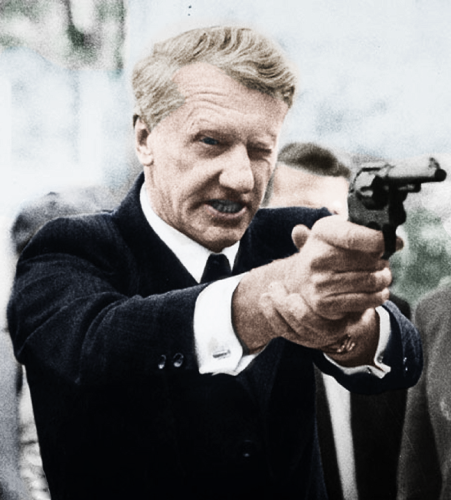 High Quality Rhodesian Prime Minister Ian Smith with Revolver Blank Meme Template