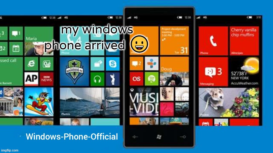 Windows-Phone-Official annoucment temp | my windows phone arrived 😀 | image tagged in windows-phone-official annoucment temp | made w/ Imgflip meme maker