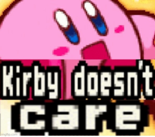 kirby doesnt care | image tagged in kirby doesnt care | made w/ Imgflip meme maker